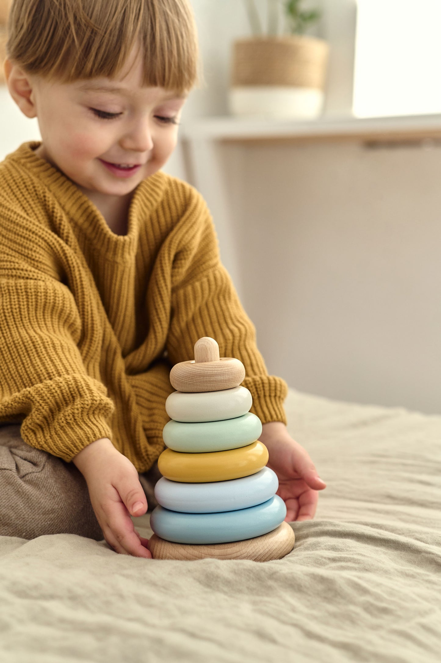 Wooden Stacking Toy - Blue Colors