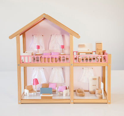 Grande casa delle bambole in legno