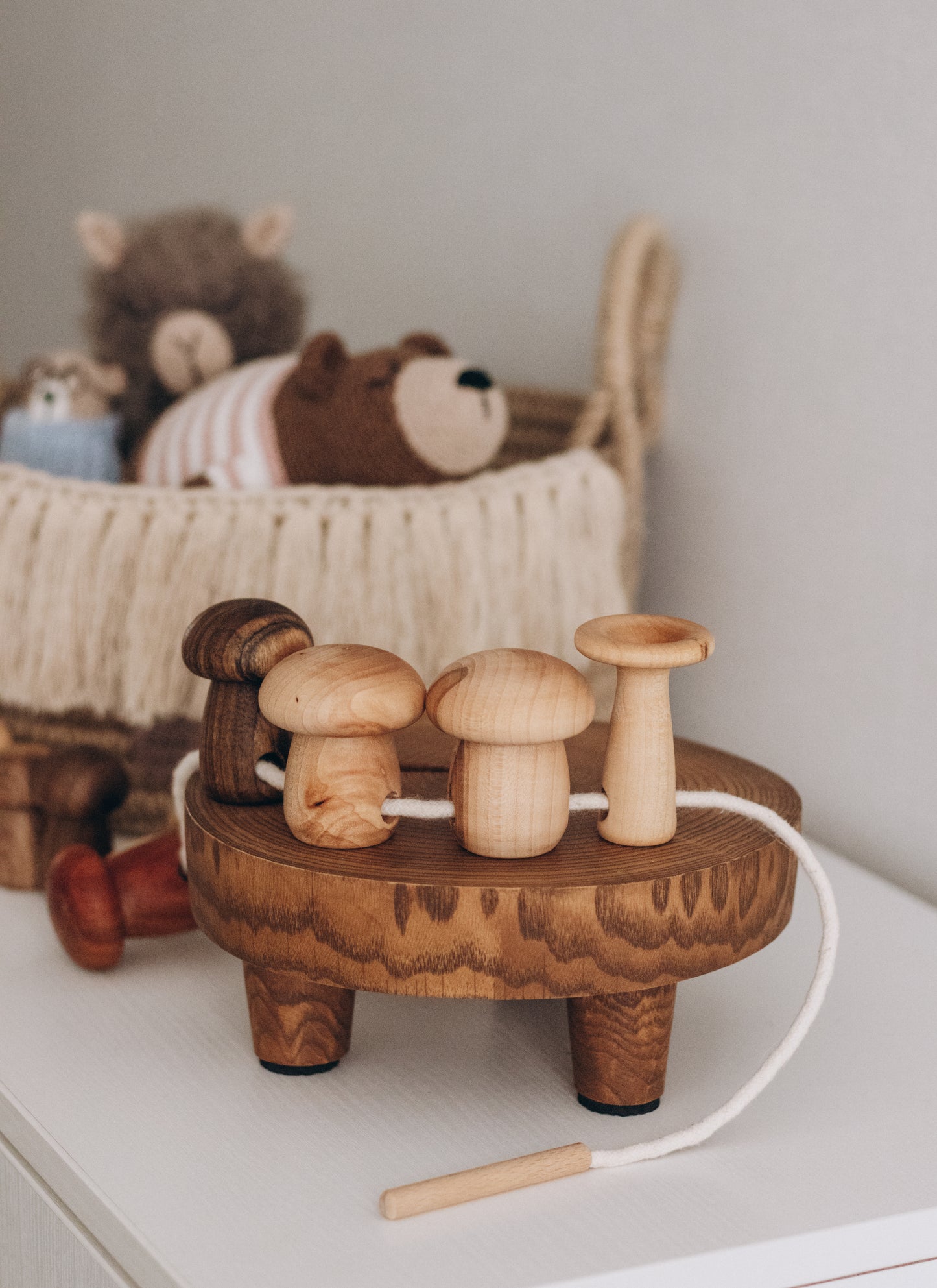 Champignons houten veter speelgoed