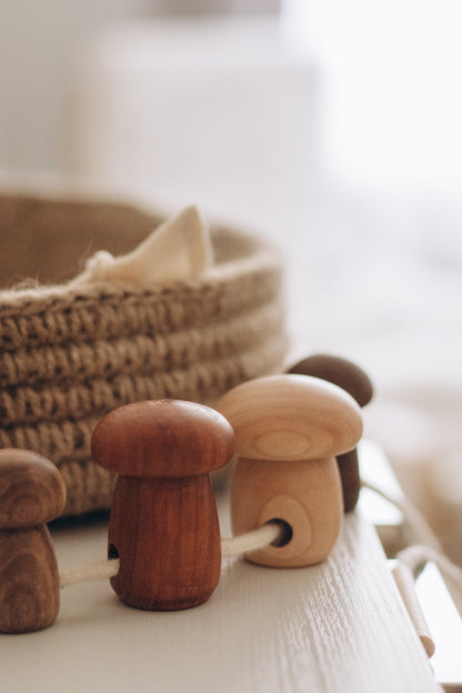 Champignons houten veter speelgoed