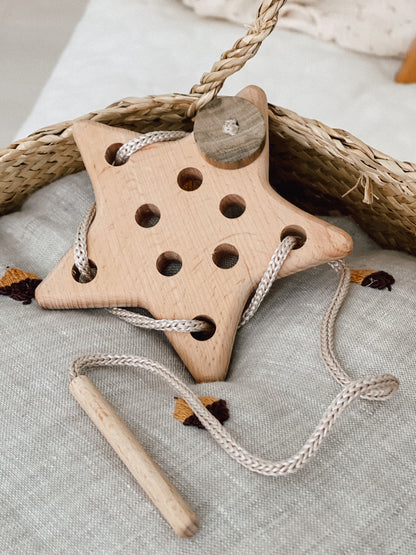 Wooden Lacing Toys (Star, Moon or Cloud)